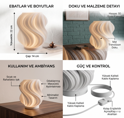 Luna Modern 3D Baskı Dekoratif Masa Lambası